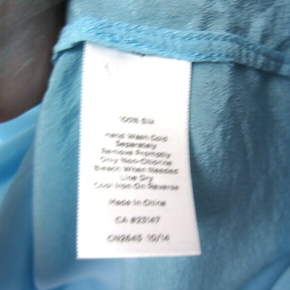 Talbots Sz 20 Solid Light Blue 100% Silk Tunic Blouse Top Pintuck Henley Button - Picture 5 of 9